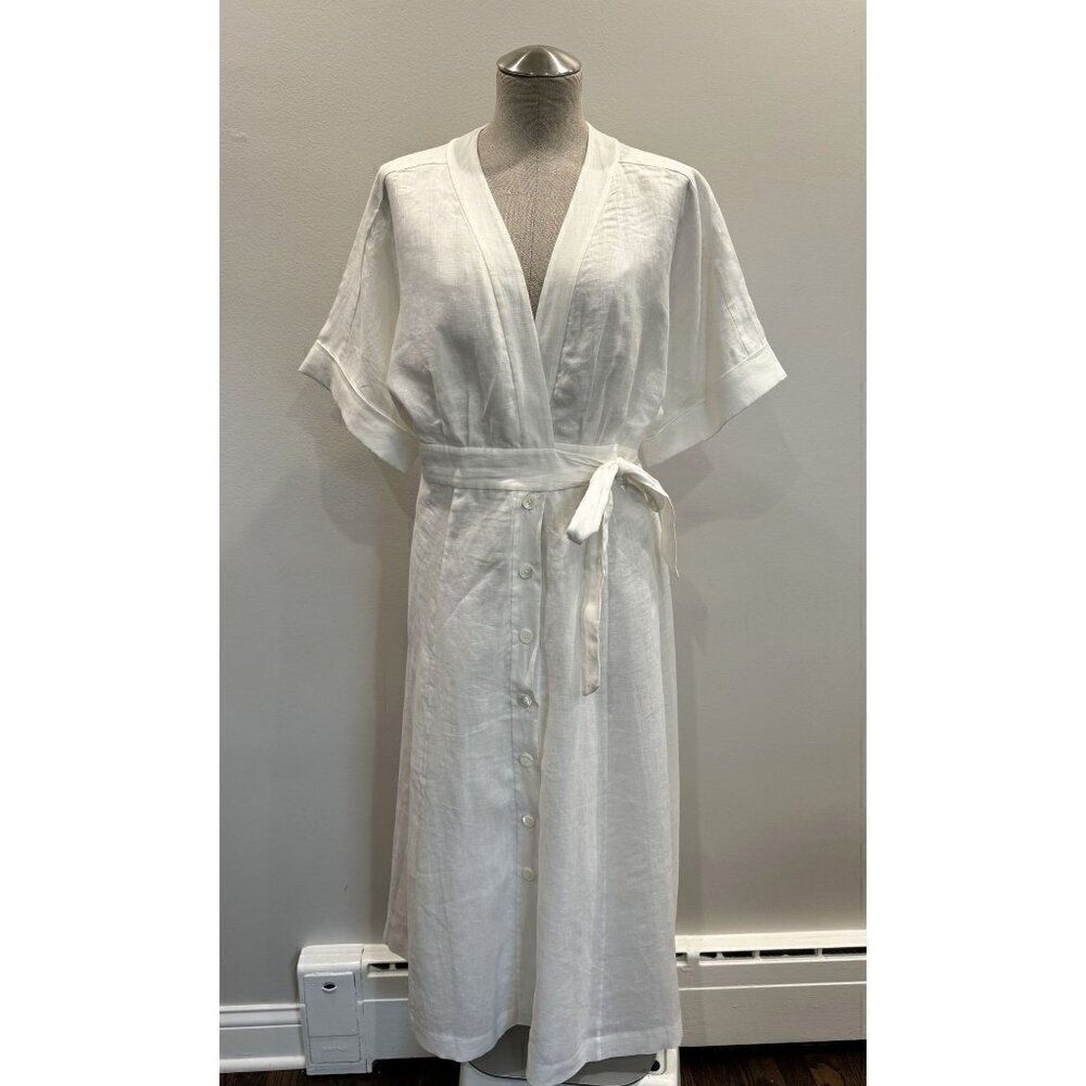 Equipment Nauman Linen Midi Dress in White Size 12